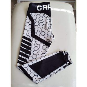 GRRRL 7/8 tights, black and white robot print